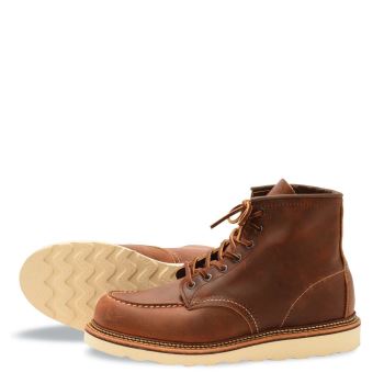 Red Wing Classic Moc 6-Inch Boot in Copper Rough & Tough Leather Mens Heritage Boots Dark Brown - Style 1907